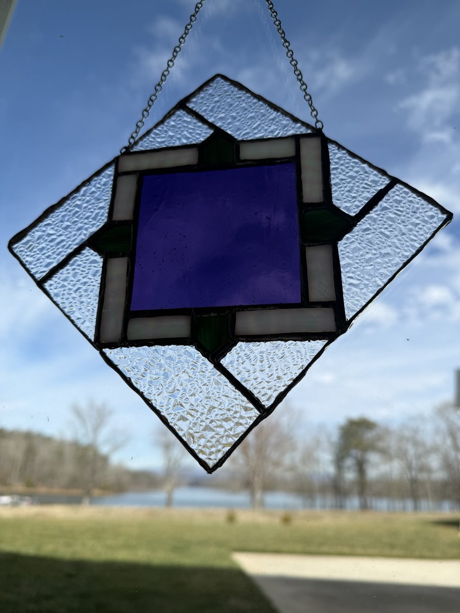 Cobalt and clear diamond sun catcher