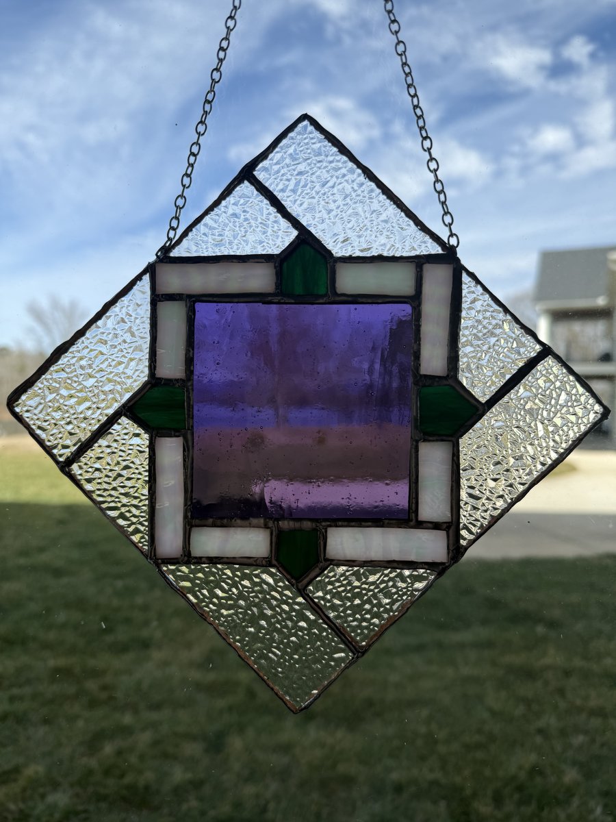 Lavender and green diamond sun catcher